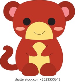 cute cartoon colored little monkey stock vector, white background
