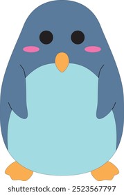 cute cartoon colored little penguin, paws, stock vector, white background