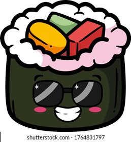 Cute cute cartoon colored sushi character.