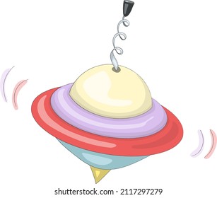 A cute cartoon colorful and bright whirligig that spins and turns. Beautiful children's toy. Isolated image. Hand drawn vector illustration