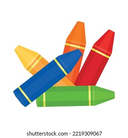 Cute Cartoon Colorful Crayons Icon Clipart for Drawing, Painting and School Stationery Item List Vector Illustration for Banner Background Elements