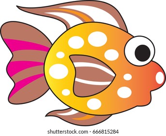 Cute cartoon colorful fish 