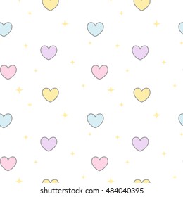 cute cartoon colorful hearts seamless vector pattern background illustration 