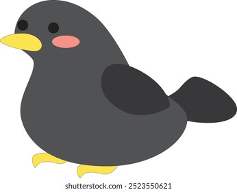 cute cartoon colorful little black raven stock vector, white background