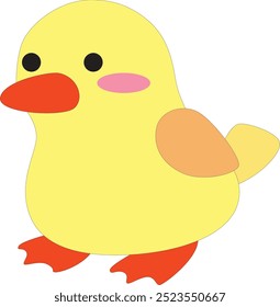cute cartoon colorful little yellow duck stock vector, white background
