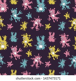 Cute cartoon colorful monsters . Vector Seamless pattern