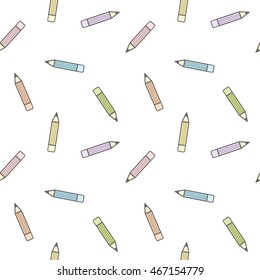 cute cartoon colorful pencil seamless vector pattern background illustration
