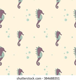 cute cartoon colorful seahorses seamless vector pattern background illustration