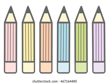 cute cartoon colorful vector set of pencils isolated on white background
