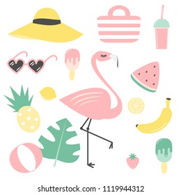 cute cartoon colorful vector summer set collection 