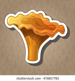 Cute cartoon coloured mushroom. Chanterelle. Vector illustration. EPS 10. 