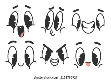 Cute cartoon comic emotion vector characters set isolated on a white background.