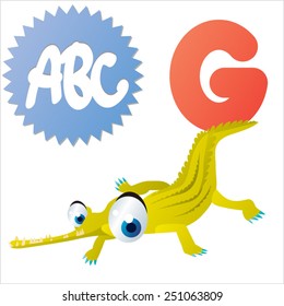 cute cartoon comic isolated vector animal abc: G is for Gharial