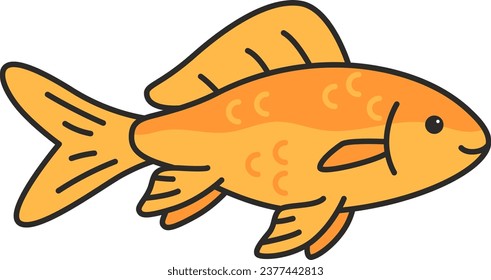 Cute cartoon common comet goldfish. Vector illustration. Isolated on white background.