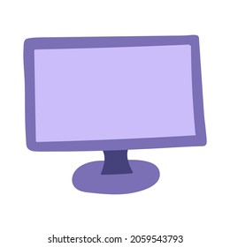 Cute cartoon computer for business, communication, education, games. Device for office, working at home, at cafe. Colorful vector clipart illustration isolated on background.