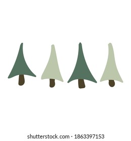 Cute cartoon conifer tree gender neutral lineart vector illustration. Simple fir forest sticker clipart. Kids christmas tree hand drawn simple pine. 