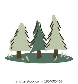 Cute cartoon conifer tree gender neutral lineart vector illustration. Simple fir forest sticker clipart. Kids christmas tree hand drawn simple pine. 