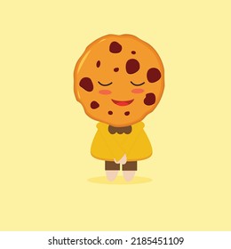 Cute cartoon cookie character with   funny face