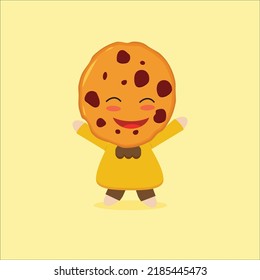 Cute cartoon cookie character with  happy face