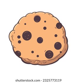 Cute cartoon cookie icon baked with chocolate icon isolated
