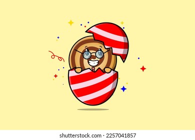 Cute cartoon Cookies character coming out from easter look so happy illustration