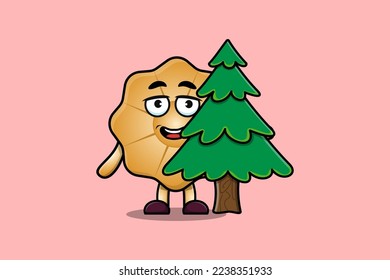 Cute cartoon Cookies character hiding tree in flat modern design in modern style design