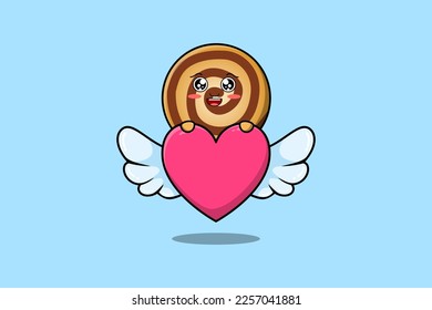 cute cartoon Cookies character hiding heart in flat cartoon style illustration