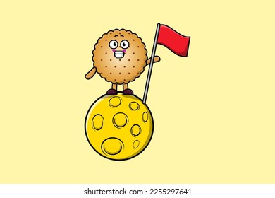 Cute cartoon Cookies character holding big golden star in cute modern style design illustration