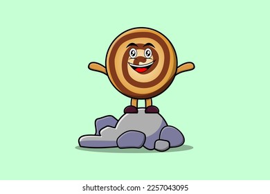 Cute cartoon Cookies character standing in stone vector illustration cartoon style