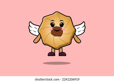 Cute cartoon Cookies character wearing wings in modern style design illustration
