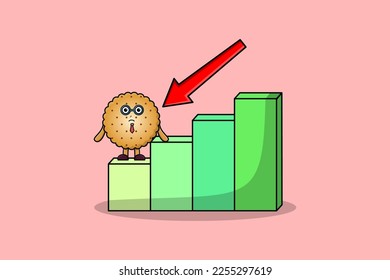 cute cartoon Cookies with down sign graphic illustration in flat 3d modern design