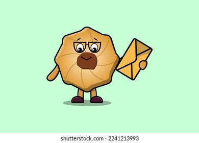 Cute cartoon Cookies holding envelope with cartoon vector illustration style