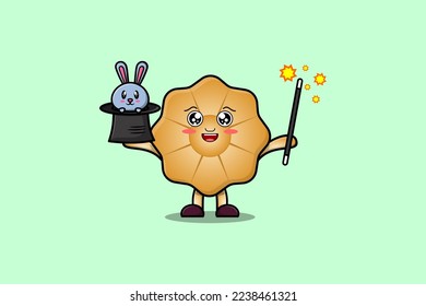 cute cartoon Cookies magician character with bunny character coming out from magic hat