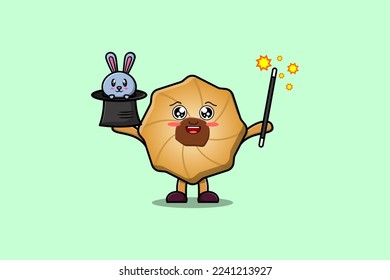 cute cartoon Cookies magician character with bunny character coming out from magic hat