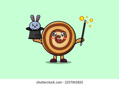 cute cartoon Cookies magician character with bunny character coming out from magic hat
