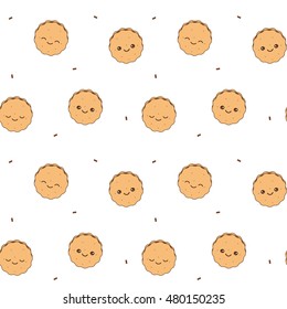 cute cartoon cookies seamless vector pattern background illustration