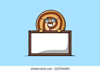 Cute cartoon Cookies teacher character with big whiteboard in flat cartoon style concept