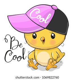 Cute Cartoon Cool Chicken with a pink cap