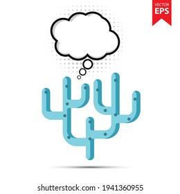 Cute cartoon Coral with thought bubble isolated on white background. Animal symbol for your web site design, logo, app, UI. Eps10 vector illustration.