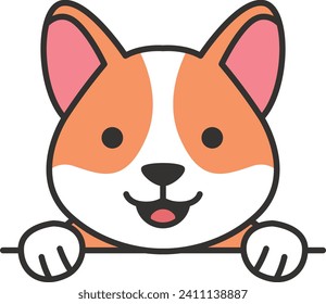 Cute cartoon corgi dog isolated on white background. Vector illustration.