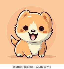A cute cartoon corgi puppy sitting down