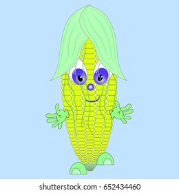 cute cartoon corn character  vector illustration. 