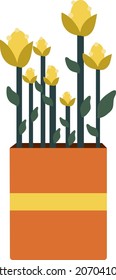 cute cartoon corn shape flower in orange box pot with yellow line