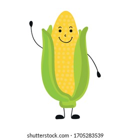 Cute cartoon corn. Vector illustration