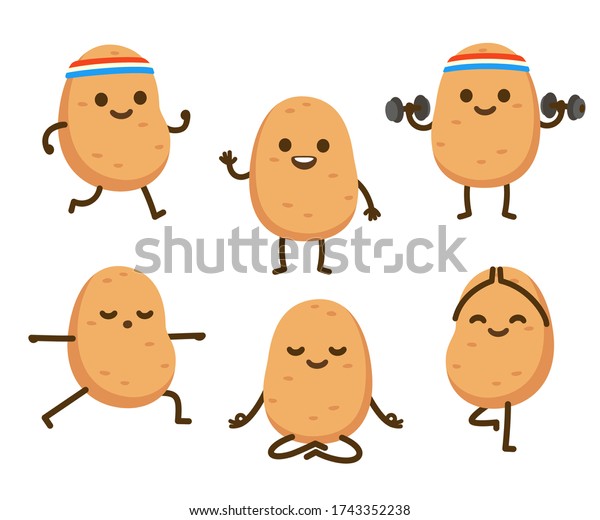 Cute Cartoon Couch Potato Fitness Character Stock Vector Royalty Free 1743352238