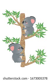 Un par de cutáneos osos koala, encantadora ilustración del día de San Valentín.