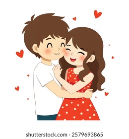 Cute Cartoon Couple T-Shirt Design