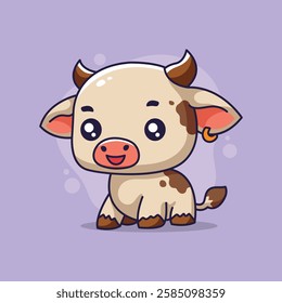 Cute cartoon cow character. Cute animal. Vector illustration.