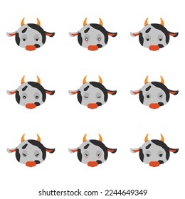 Cute Cartoon Cow Expression for Emoticon