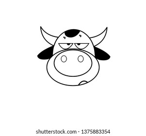 Cute cartoon cow face icon.vector ilustration